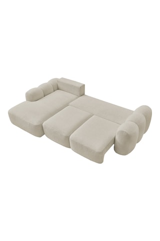 Canapé d'angle gauche convertible Montaigne - Beige - 4 places - En tissu bouclette