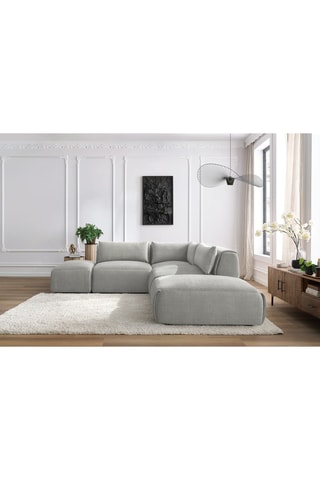 Canapé d'angle réversible Jeanne - Gris clair - 5 places - En tissu velours