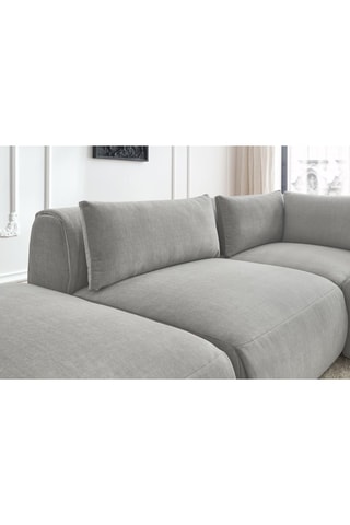 Canapé d'angle réversible Jeanne - Gris clair - 5 places - En tissu velours
