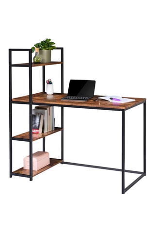 Bureau bibliothèque 2-en-1 Elize - Noir et imitation bois