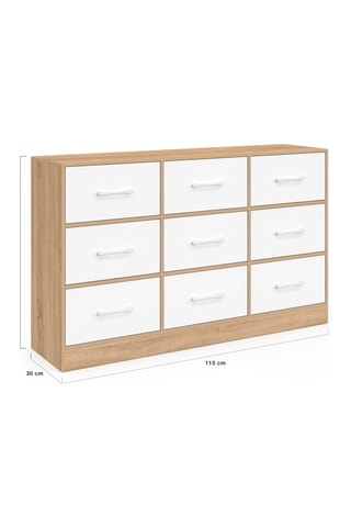 Commode 9 tiroirs Uma - 70 x 115 x 30 cm