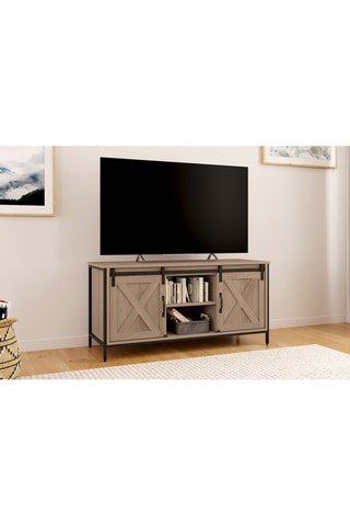 Meuble TV 2 portes Cheyenne - Naturel et noir