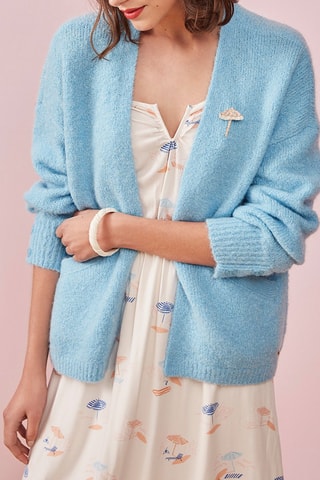 Gilet en mohair et mérinos Piscine Bleu clair