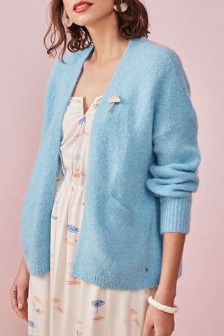 Gilet en mohair et mérinos Piscine Bleu clair