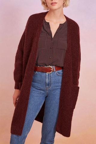 Gilet long en mohair et mérinos Dalane - Bordeaux