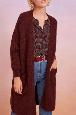 Gilet long en mohair et mérinos Dalane - Bordeaux