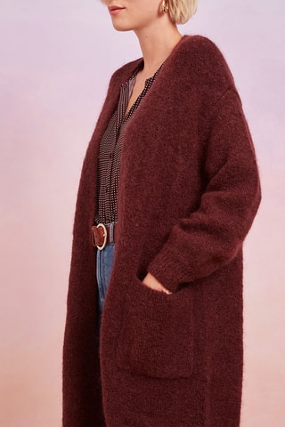Gilet long en mohair et mérinos Dalane - Bordeaux