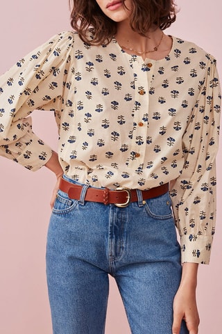 Blouse Bleuet Ecru et bleu marine