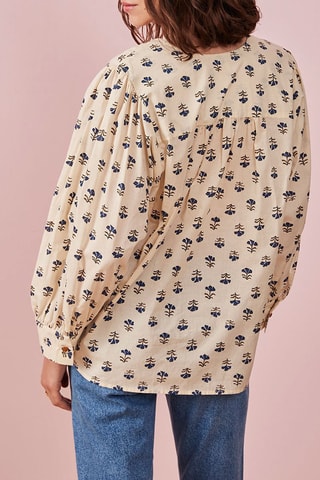 Blouse Bleuet Ecru et bleu marine