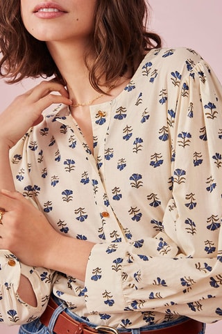 Blouse Bleuet Ecru et bleu marine