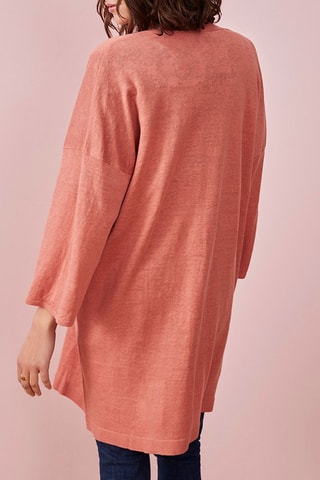 Gilet long en lin Rosewood - Vieux rose