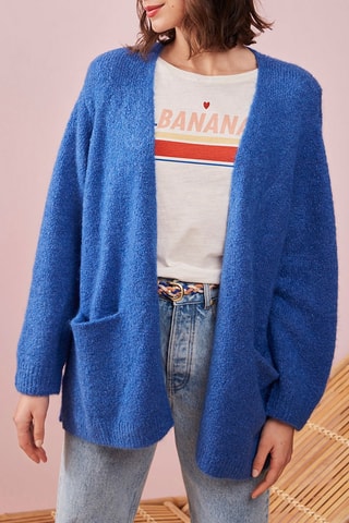 Mohair en Merinoswollen Vest Vague Koningsblauw