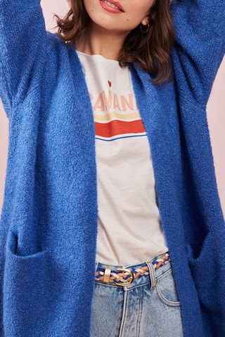 Mohair en Merinoswollen Vest Vague Koningsblauw