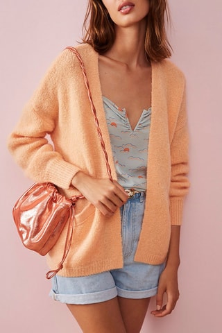 Cardigan in mohair e lana merino Panisse - Salmone