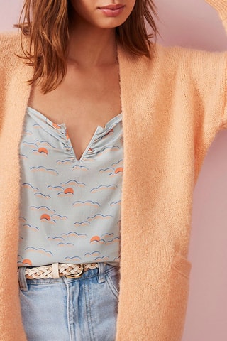 Cardigan in mohair e lana merino Panisse - Salmone