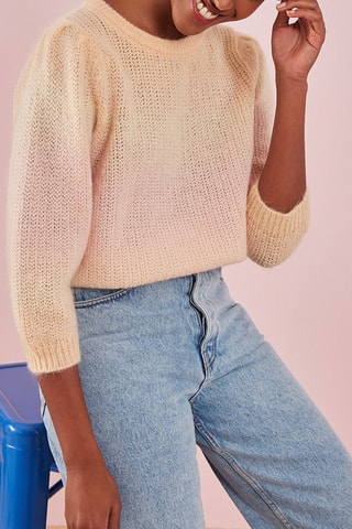 Mohair en Merinoswollen Trui Banana Barbapapa - Zalmroze