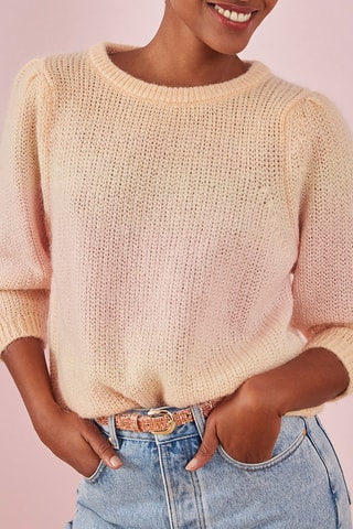 Mohair en Merinoswollen Trui Banana Barbapapa - Zalmroze