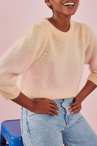 Mohair en Merinoswollen Trui Banana Barbapapa - Zalmroze