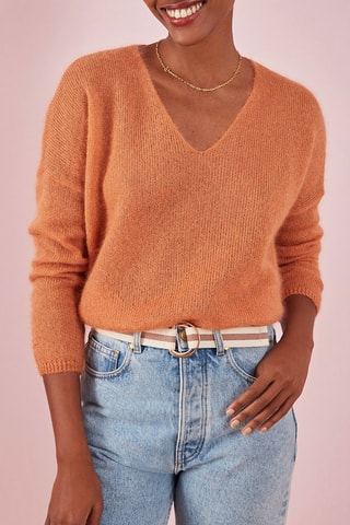 Mohair en Zijden Trui Oranger Zalmroze