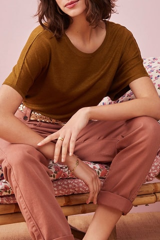 Pull en lin Pinède - Kaki