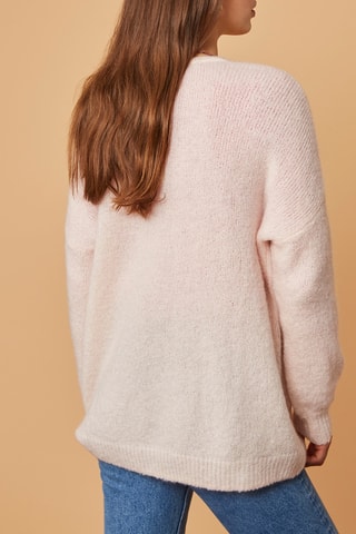 Gilet long en mohair et mérinos - Rose