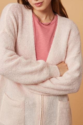 Gilet long en mohair et mérinos - Rose