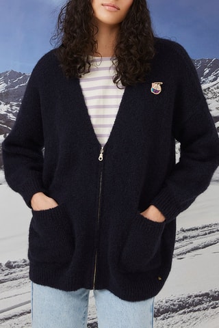 Gilet long en mohair et mérinos - Bleu marine