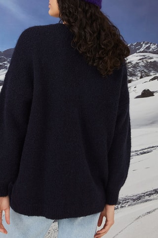 Gilet long en mohair et mérinos - Bleu marine