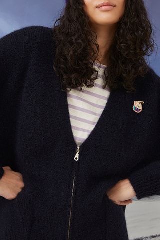 Gilet long en mohair et mérinos - Bleu marine