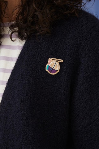 Gilet long en mohair et mérinos - Bleu marine