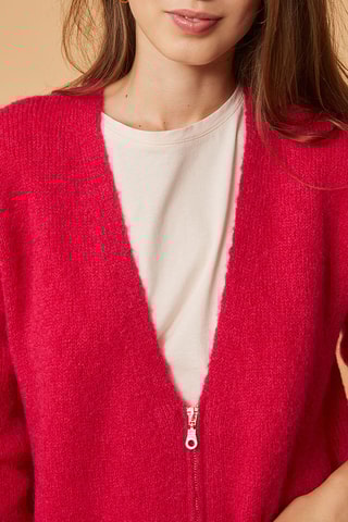 Gilet long en mohair et mérinos - Rose