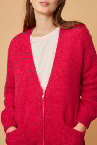 Gilet long en mohair et mérinos - Rose