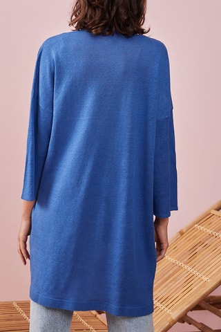 Gilet long en lin Vague - Bleu cobalt