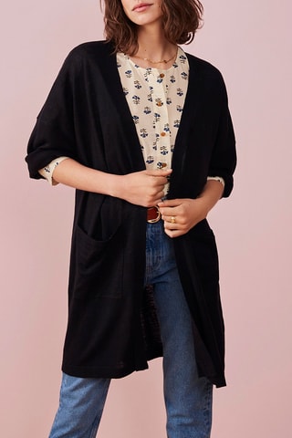 Gilet long en lin - Noir