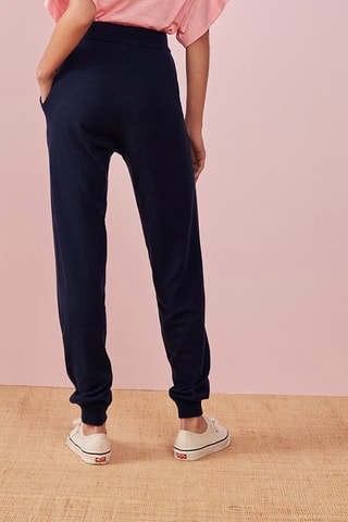 Pantaloni sportivi in lana merino a vita alta - Navy