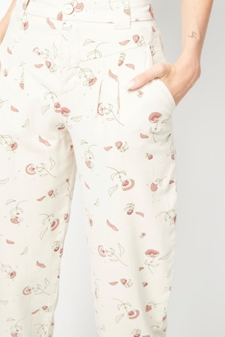 Jean carotte 7/8 Abbie - Ecru et vieux rose