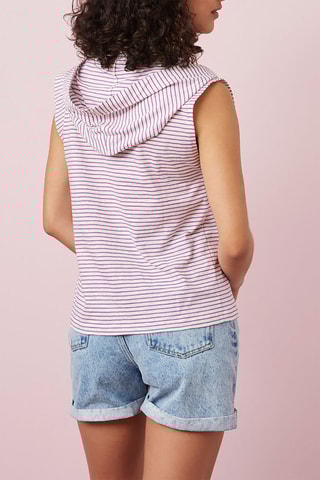 Top sans manches à capuche - Blanc et violet