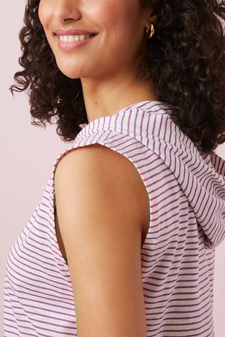 Top sans manches à capuche - Blanc et violet