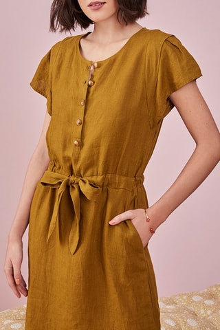 Robe longue en lin Pinède - Kaki 