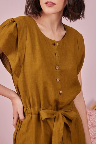 Robe longue en lin Pinède - Kaki 