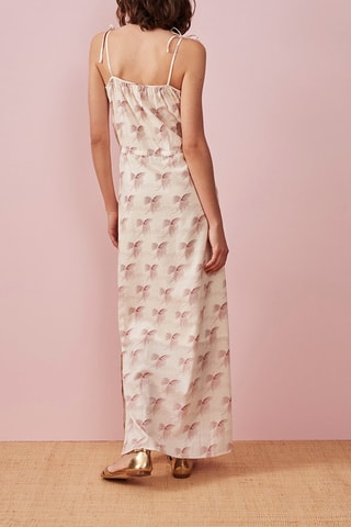 Robe longue Brise - Ecru et bordeaux