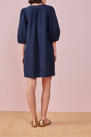 Robe trapèze en lin - Bleu marine