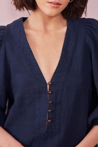 Robe trapèze en lin - Bleu marine