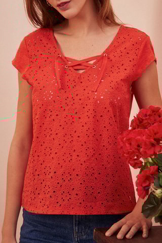 T-shirt en lin Gomiza - Corail
