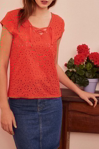 T-shirt en lin Gomiza - Corail
