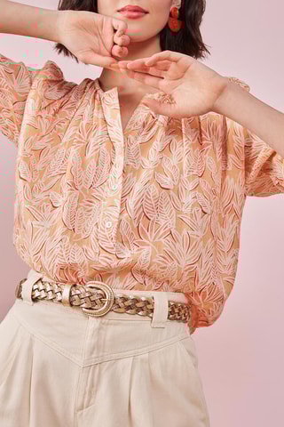 Blouse - Orange et blanc