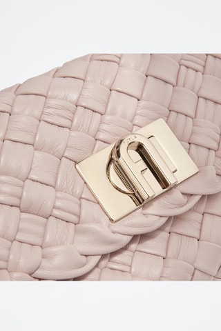 Sac bandoulière en cuir d'agneau Furla Gerla - Rose poudré