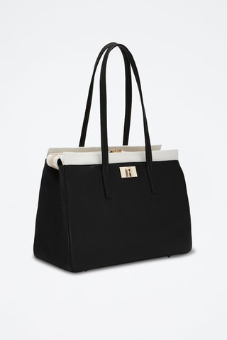 Cabas en cuir de veau - Noir et blanc