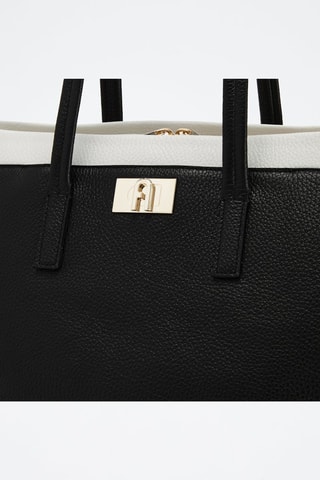 Cabas en cuir de veau - Noir et blanc