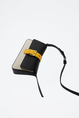 Sac bandoulière en cuir de veau - Noir et jaune